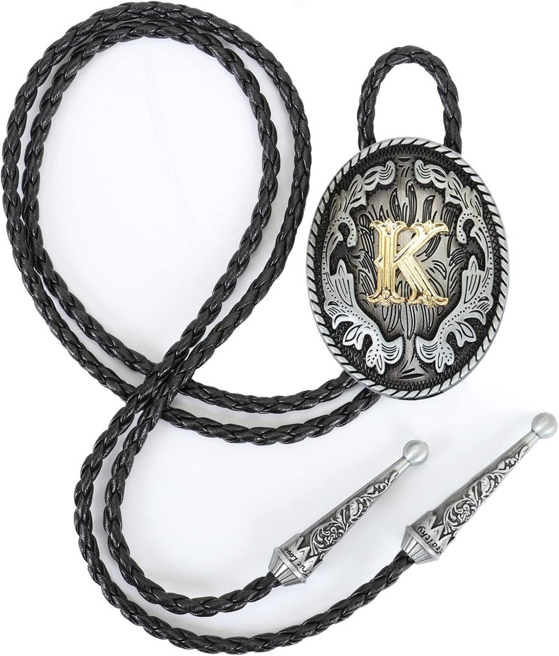 Wentur Bolo Tie for Men - Western Bolo Ties Alphabet Initial Letter ABCDJMR to Z - Western Cowboy Bolo Tie for Women Cowgirl - Image 1